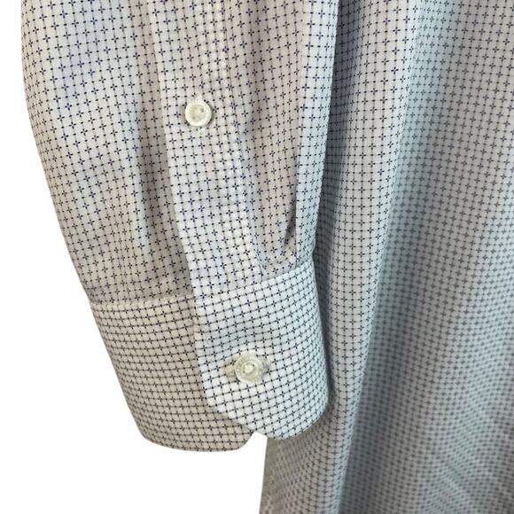 Hart Schaffner Marx White & Blue Print Non-Iron Shirt Size 17.5 (XL) - Picture 11 of 12